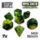 7x Dadi Mix 16mm - Verde Marmo